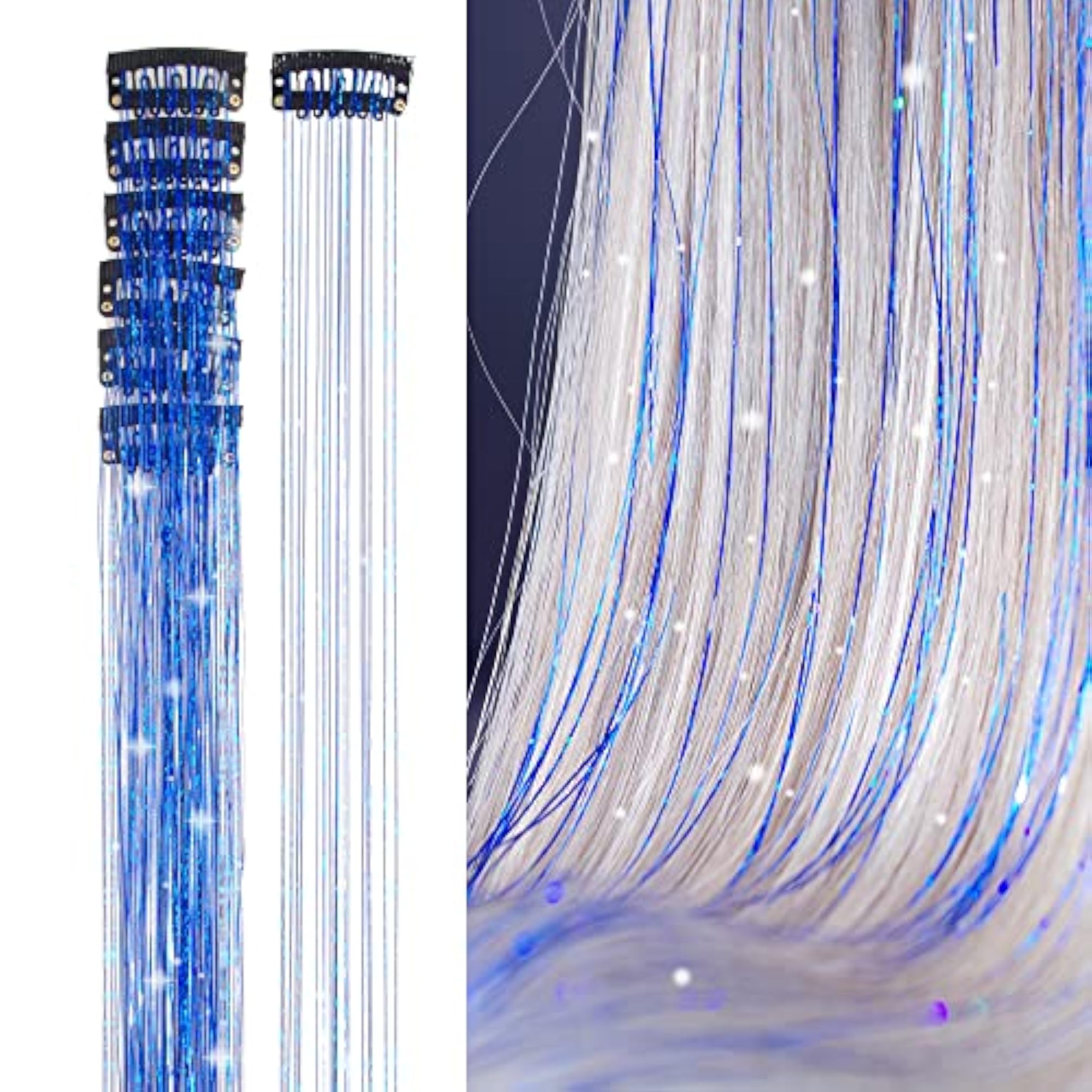 2pcs Clip in Fairy Hair Tinsel Extensions, 24 Inch
